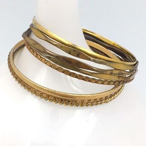 Gold Tone Bangle Bracelet Bundle Set